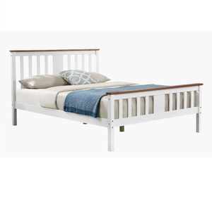 Cadre de lit double en bois blanc