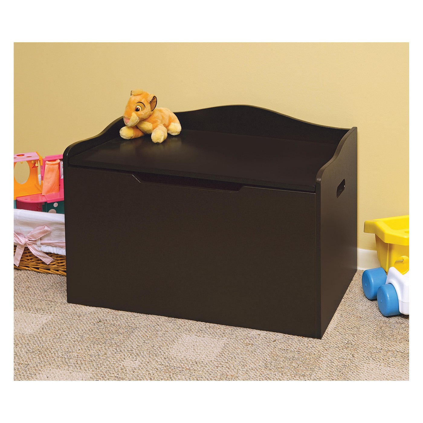Boîte de rangement en bois marron pour enfants
